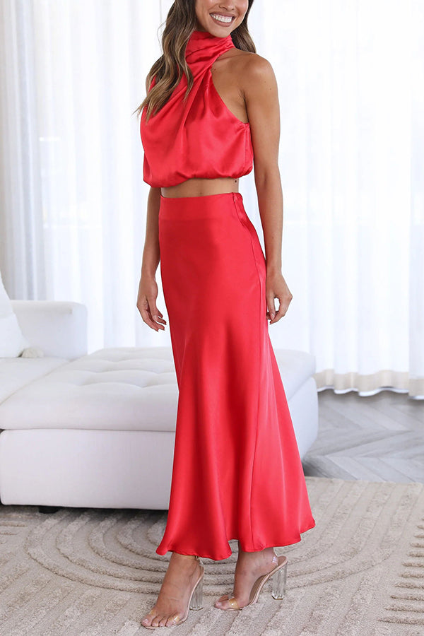 Inaia – Ensemble Jupe Longue en Satin Élégant