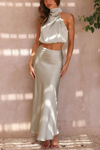 Inaia – Ensemble Jupe Longue en Satin Élégant