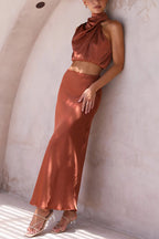 Inaia – Ensemble Jupe Longue en Satin Élégant