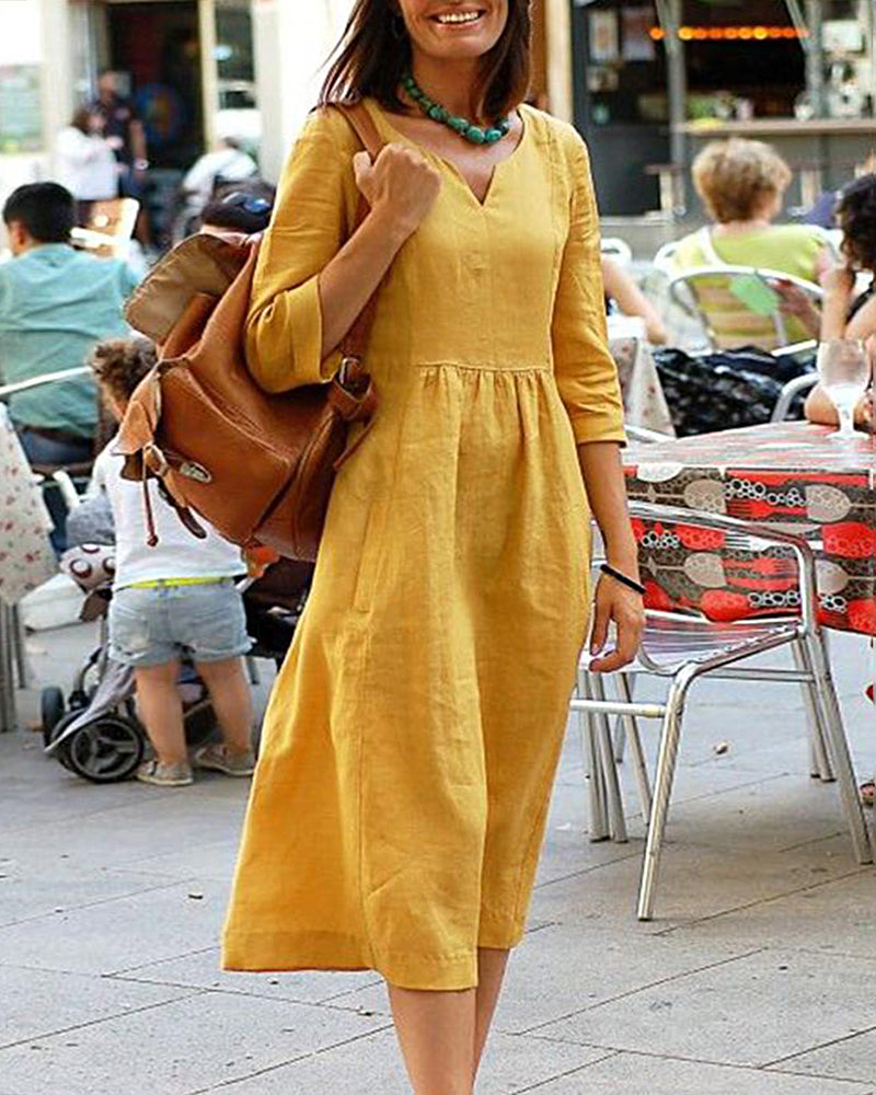 elena – Robe Tunique Élégante Aspect Lin