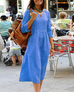 elena – Robe Tunique Élégante Aspect Lin