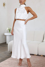 Inaia – Ensemble Jupe Longue en Satin Élégant