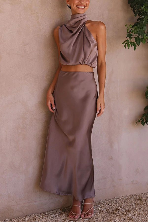 Inaia – Ensemble Jupe Longue en Satin Élégant