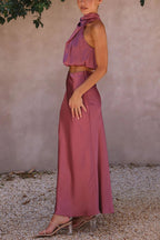 Inaia – Ensemble Jupe Longue en Satin Élégant