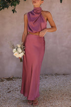 Inaia – Ensemble Jupe Longue en Satin Élégant