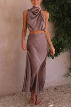 Inaia – Ensemble Jupe Longue en Satin Élégant