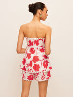 Floral Strapless Top With Pockets Shorts Set