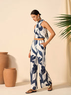 Floral Print Halter Top With Pants Set