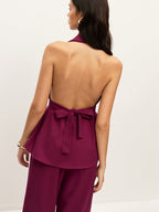 Halter Neck Belted Pocketed Pants Set