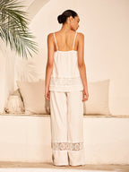 Cotton Pants Set With Lace Panels