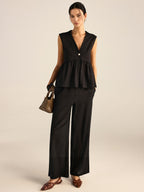 Ruffled Vest Pants Set