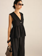 Ruffled Vest Pants Set