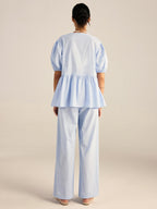 Cotton Peplum Top and Pants Set
