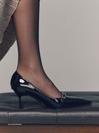 Metal Buckle Pointed-Toe Pumps
