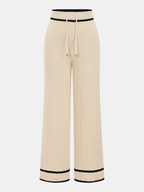 Contrast Trim Polo Top & Drawstring Pant Set