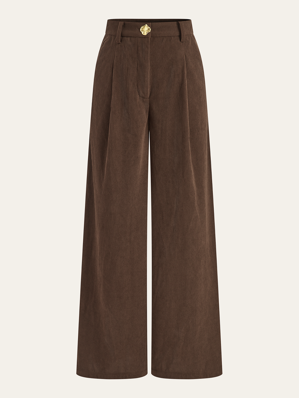 Corduroy Metal Button Vest & Wide-Leg Pants Set
