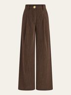 Corduroy Metal Button Vest & Wide-Leg Pants Set