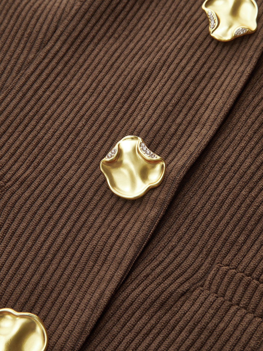 Corduroy Metal Button Vest & Wide-Leg Pants Set
