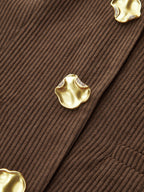 Corduroy Metal Button Vest & Wide-Leg Pants Set