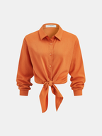 Knot-Front Shirt & Wide-Leg Pants Set