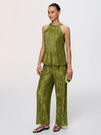 Vertical Pleated Halter Top & Pants Set