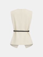 Sleeveless Belted Top & Pleated Pants Set