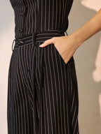 Pinstripe Cami Vest & Wide-Leg Pants Set