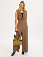 Sleeveless Blouse & Wide-Leg Pants Set