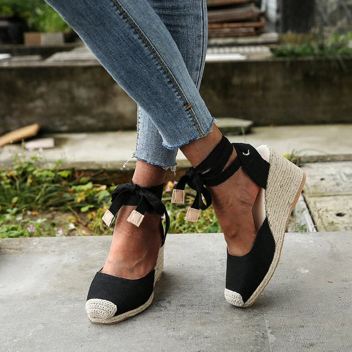 Isabella – Espadrilles Compensées Romantiques