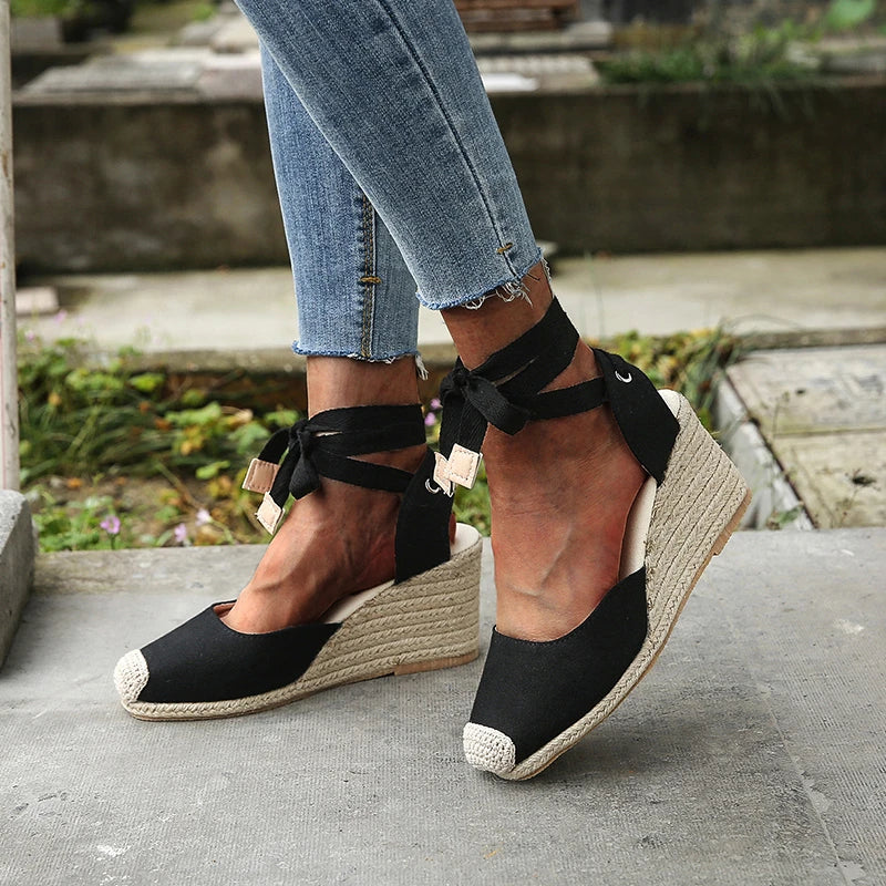 Isabella – Espadrilles Compensées Romantiques