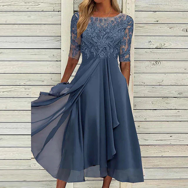 Seraphina – Robe de Soirée Élégante en Dentelle et Chiffon