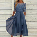 Seraphina – Robe de Soirée Élégante en Dentelle et Chiffon