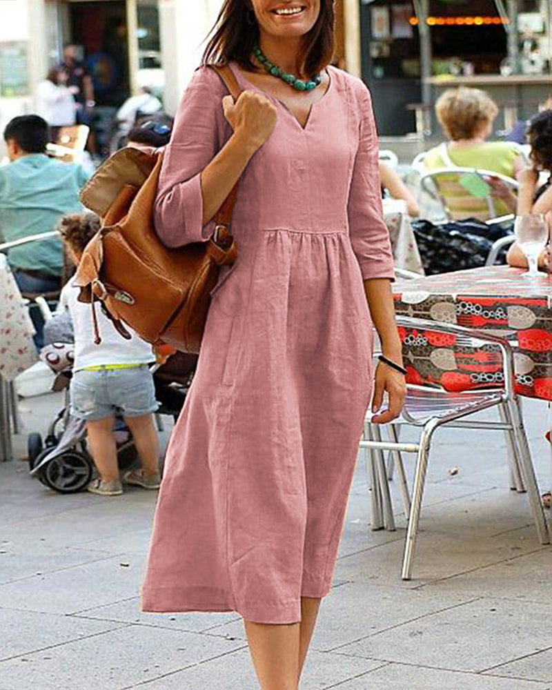 elena – Robe Tunique Élégante Aspect Lin