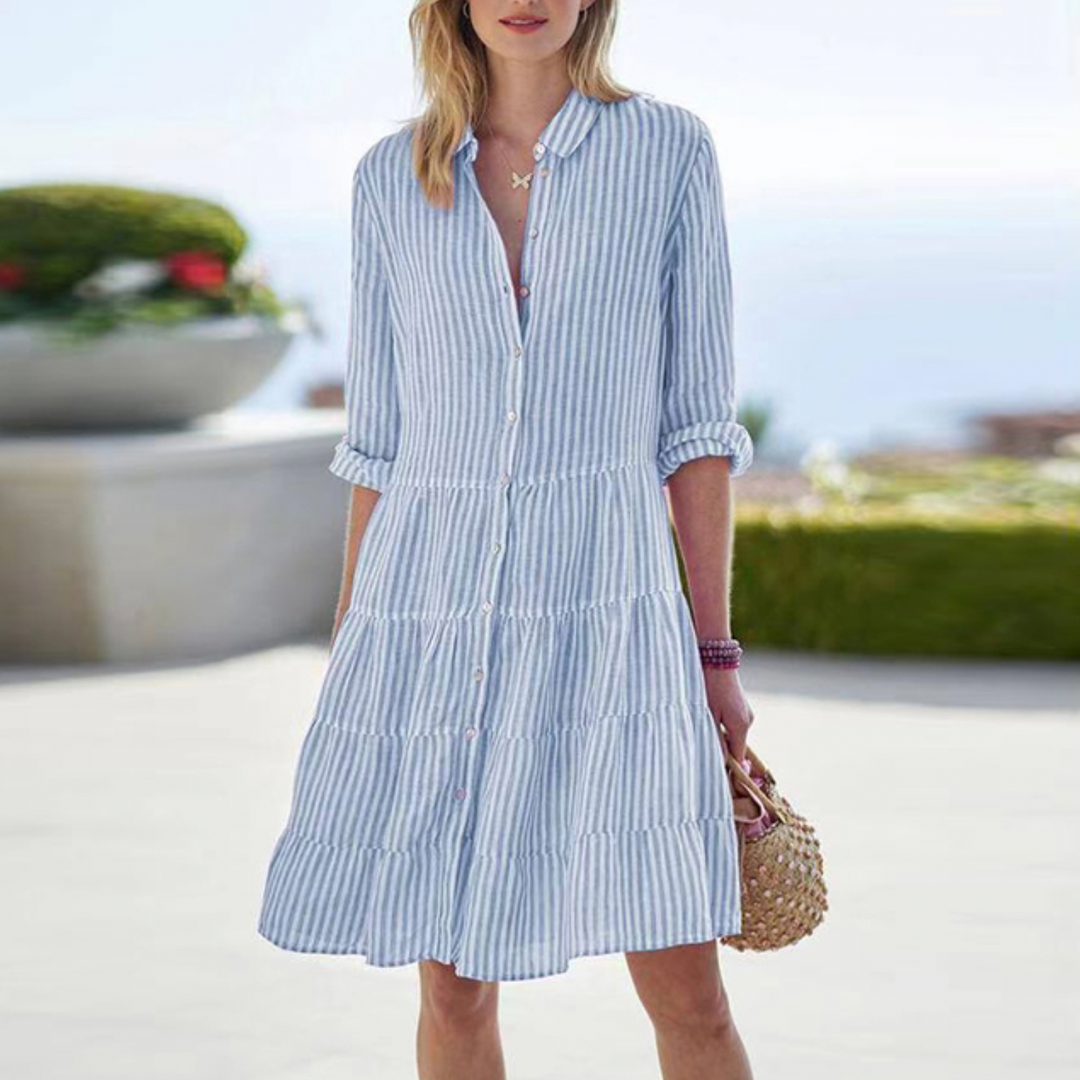 Breezy Chic – Robe d'Été Fluide aux Détails Raffinés