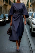 Grace – Robe Élégante à Manches Lanterne et Ceinture