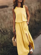Ivy – Robe Sans Manches Élégante Aspect Lin