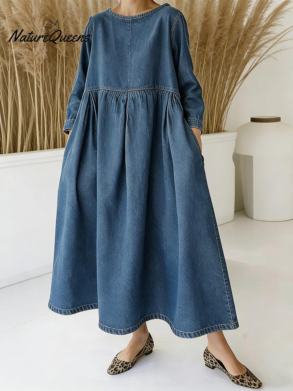 Skylar – Robe Maxi en Denim Décontractée à Coupe Large